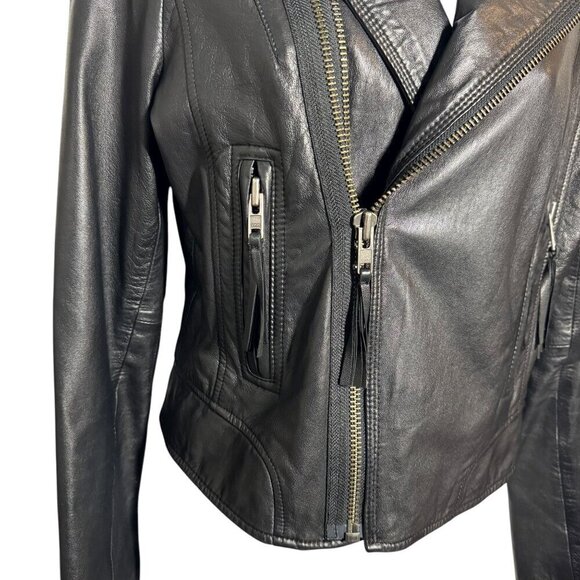 JOIE  Leolani real Lamb Leather Moto Jacket black size small - Picture 5 of 11